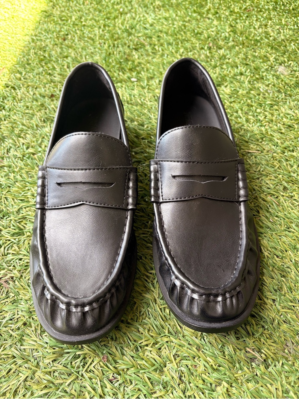 Classic Men's ZARA Black Leather Penny Loafers
